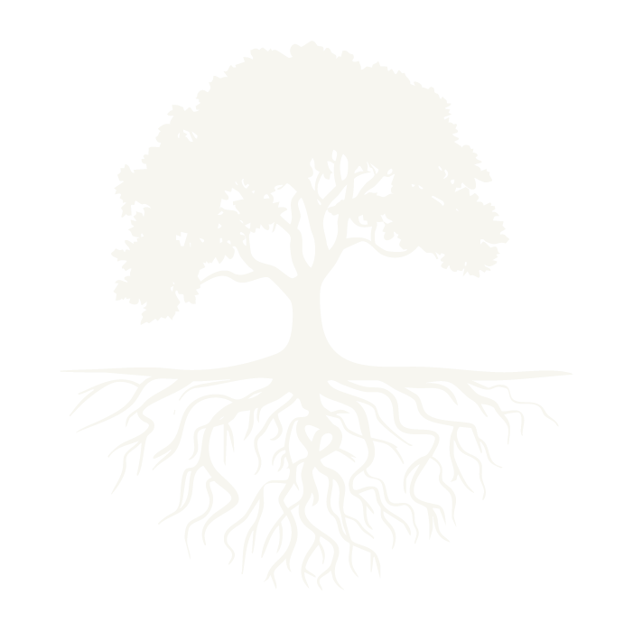 אייקון עץ בצבע קרם עם שורשים מהלוגו של הפרדס מעלה אדומים